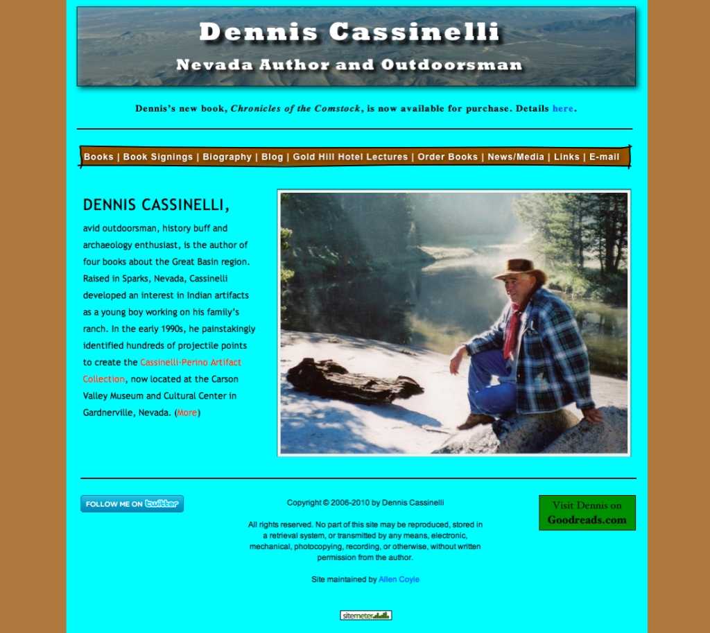 a screenshot of Dennis Cassinelli's former website